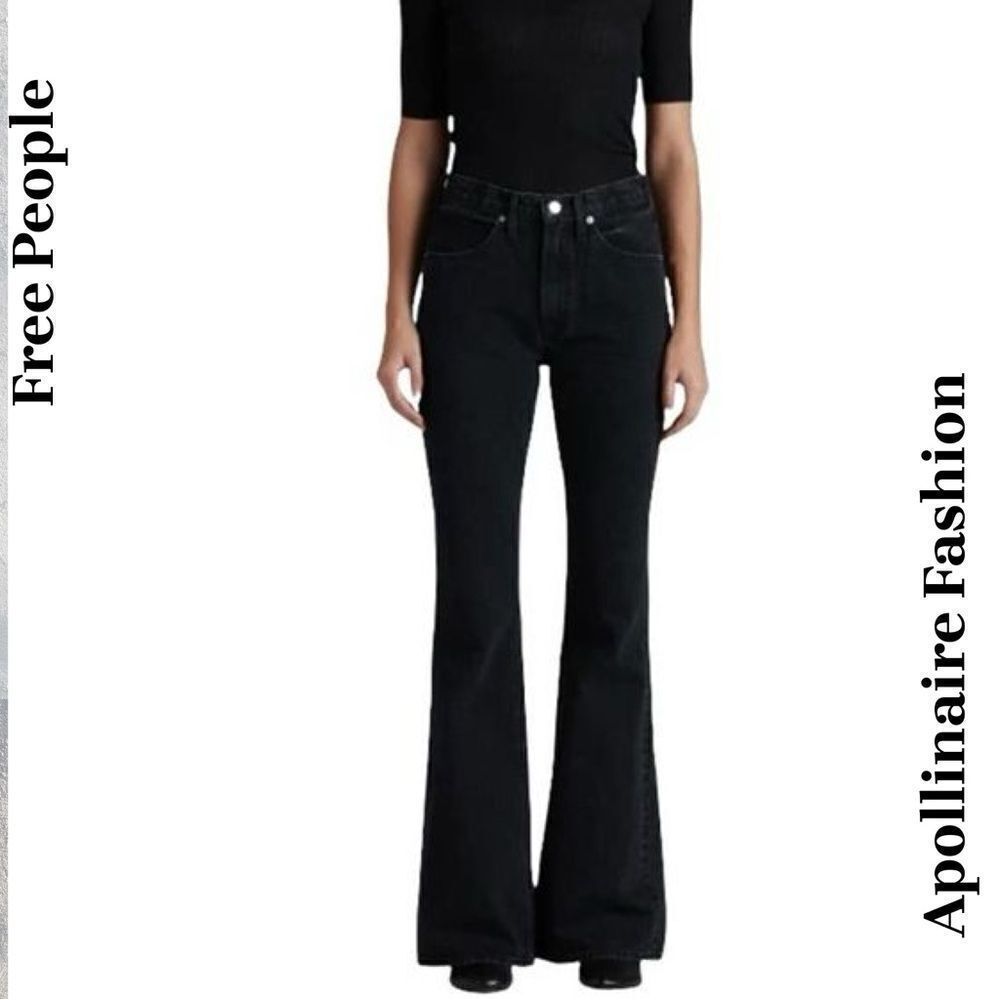 FREE PEOPLE BY EDWIN CHRISSY FLARE JEANS IN BLACK SIZE 30 NWT